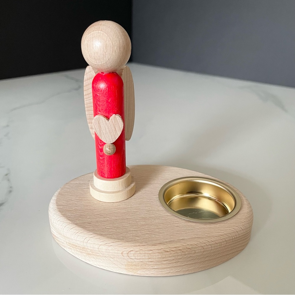 German Wood Angel Tea Light Holder